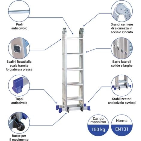Piattaforma Da Lavoro Pieghevole SOARS - Alluminio, Portata 150 Kg, Antiscivolo, 30x75 Cm - Foto 2