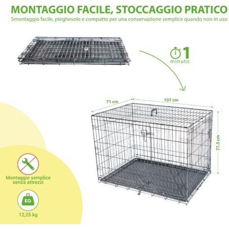 Gabbia Per Cani PawHut 80x50x56.5 Cm - Per Taglia Media, Con 2 Porte Bloccabili, In Acciaio E MDF, Bianco - Foto 3