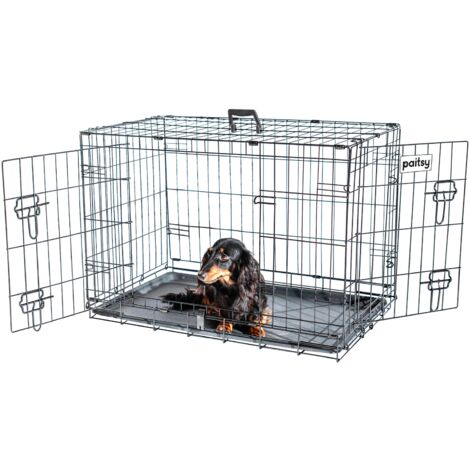 Gabbia per cani FortressooM, trasportino per cani e cuccioli, 75x47x54cm, pieghevole, 2 porte, vassoio rimovibile, uso interno, Paitsy