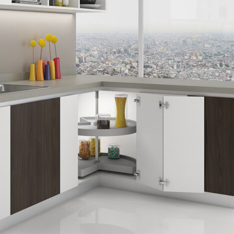 Cestello Girevole Ø81 cm per Mobile da Cucina 80 cm in Plastica e Alluminio Emuca Grigio