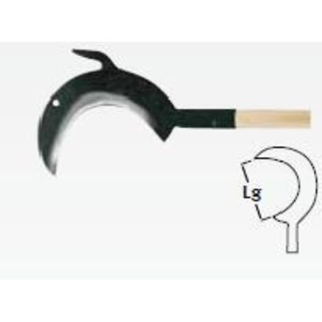 Mezzaluna uncinata Leborgne 24 cm con manico in legno 130 cm