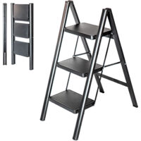 HOSTROM Scaletta 3 gradini FOLDPACT3, Sgabello scala pieghevole, Design ultracompatto, Gradini 17,5 cm, Acciaio, Ripiano temporaneo, Garanzia 5 anni