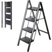 HOSTROM Scaletta 4 gradini FOLDPACT4, Sgabello scala pieghevole, Design ultracompatto, Gradini 17,5 cm, Acciaio, Ripiano temporaneo, Garanzia 5 anni