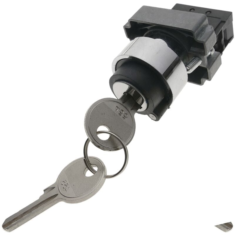 CableMarkt - Momentaner Drehschalter mit 2 Positionem 400 V 10 A 400 V 10 A  mit 1NO-Betrieb mit Schlüssel von 22 mm