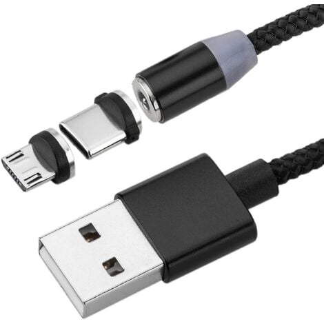 CableMarkt - Magnetisches Ladekabel USB A Stecker 2.0 auf USB C und Micro USB  2 in 1