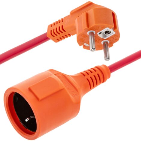 CableMarkt - Elektrisches Verlängerungskabel 3 m Schuko-Stecker auf  Schuko-Buchse, rote Farbe