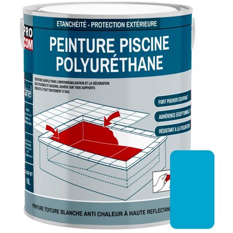 Procom – Peinture piscine béton polyuréthane 2.5L – Étanche et souple – Revêtement satiné pour béton et ciment – Résiste aux traitements d'eau