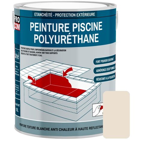 Peinture piscine béton, peinture polyuréthane pour piscine et bassin, étanche et souple, béton, enduit, ciment PROCOM E9E0D2 2.5 litres