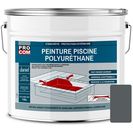 Procom – Peinture piscine béton polyuréthane étanche – Revêtement souple pour béton et ciment – Résiste aux traitements d'eau – 10 litres - 575D5E (1/4)