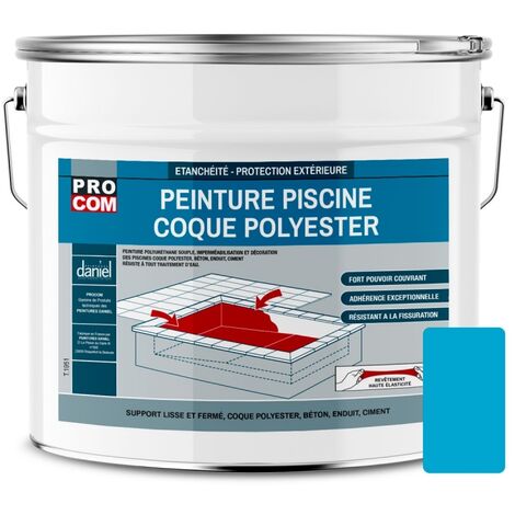 Procom – Peinture piscine polyuréthane étanche 12.5 Kg – Pour coque polyester et béton – Accroche exceptionnelle – Application directe sans primaire - 1BA3CB (1/3)