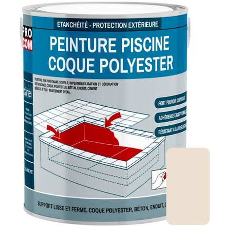 Peinture piscine coque polyester, béton, peinture piscine polyuréthane étanche et souple, haut de gamme PROCOM E9E0D2 3 Kg (1/3)