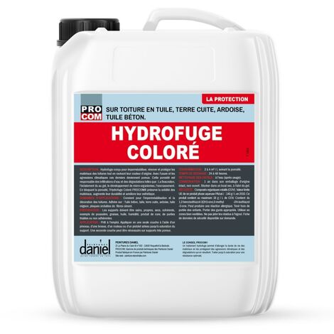 Procom – Hydrofuge coloré toiture imperméabilisant – Ravive les teintes – Pour tuile, ardoise, béton, ciment – 5 litres – Résistant aux intempéries et aux UV - 8D4931 (1/2)
