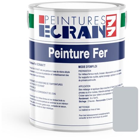 Peinture fer professionnelle, satin, peinture opacifiante, sans odeur, antirouille, protège, décore intérieur, extérieur ECRAN77 C1C7CA 1 litre