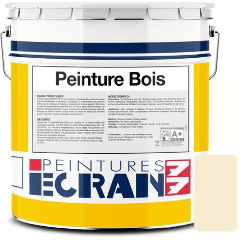 Peinture bois professionnelle, satin, peinture opacifiante, sans odeur, protège, décore, intérieur, extérieur ECRAN77 F6ECD1 5 litres (1/3)