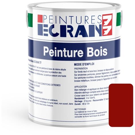 Peinture bois professionnelle, satin, peinture opacifiante, sans odeur, protège, décore, intérieur, extérieur ECRAN77 8D0D04 1 litre (1/3)