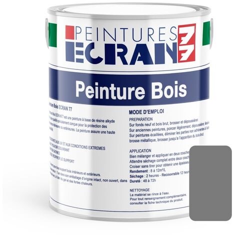 Peinture bois professionnelle, satin, peinture opacifiante, sans odeur, protège, décore, intérieur, extérieur ECRAN77 7a7b7a 1 litre (1/3)