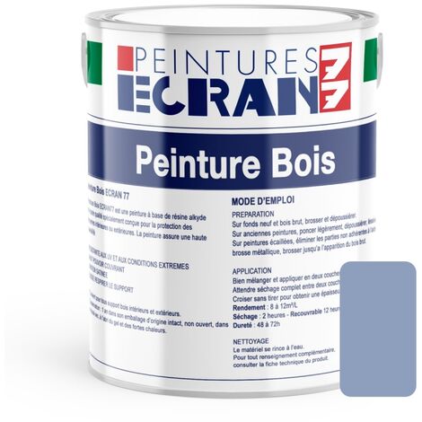 Peinture bois professionnelle, satin, peinture opacifiante, sans odeur, protège, décore, intérieur, extérieur ECRAN77 8E9FBC 1 litre (1/3)