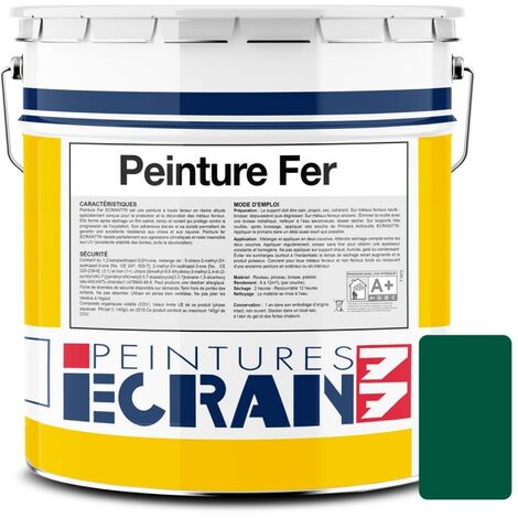 Peinture fer professionnelle, satin, peinture opacifiante, sans odeur, antirouille, protège, décore intérieur, extérieur ECRAN77 02563E 5 litres