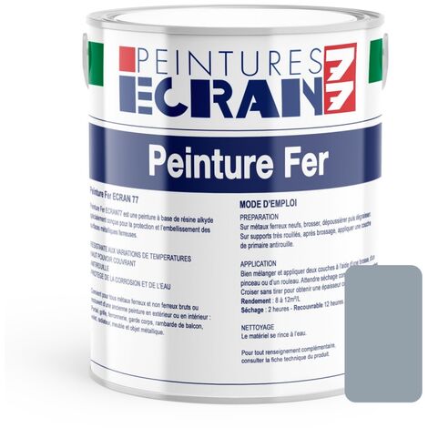 Peinture fer professionnelle, satin, peinture opacifiante, sans odeur, antirouille, protège, décore intérieur, extérieur ECRAN77 94A1AA 1 litre