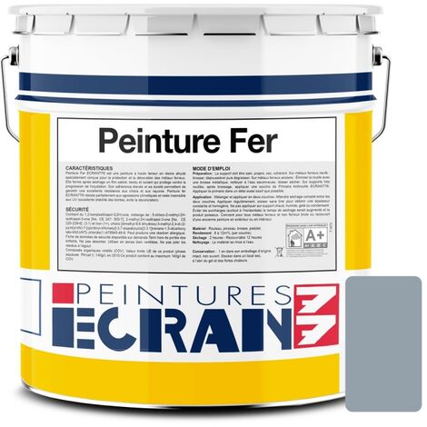 Peinture fer professionnelle, satin, peinture opacifiante, sans odeur, antirouille, protège, décore intérieur, extérieur ECRAN77 94A1AA 5 litres