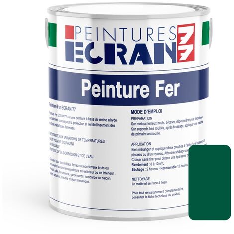 Peinture fer professionnelle, satin, peinture opacifiante, sans odeur, antirouille, protège, décore intérieur, extérieur ECRAN77 02563E 1 litre (1/5)