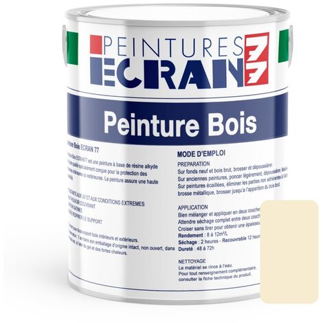 Peinture bois professionnelle, satin, peinture opacifiante, sans odeur, protège, décore, intérieur, extérieur ECRAN77 F6ECD1 1 litre (1/3)
