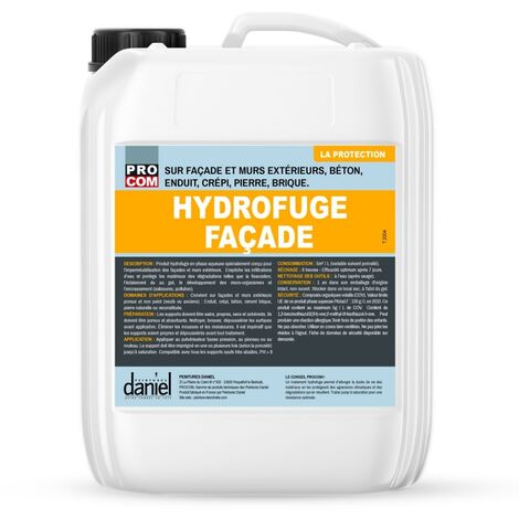 Procom – Hydrofuge façade incolore 20 litres – Imperméabilisant pour murs extérieurs en béton, pierre, crépi – Protection contre infiltrations et dégradations (1/5)