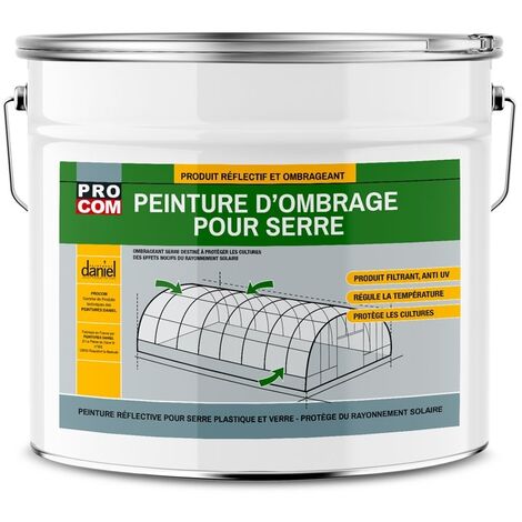 Peinture d'ombrage pour serre classique, durée d'ombrage 8 mois, produit filtrant pour serre verre et plastique PROCOM ffffff 10 x 25 Kg