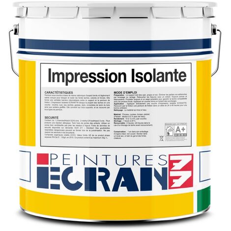 Peinture isolante pour murs – Bloque taches et couleurs foncées – Prêt à l'emploi – Rendement 10-12 m²/L – Séchage rapide 1h