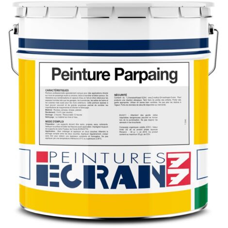 Peinture parpaing, bloc béton, agglo béton, peinture professionnelle opacifiante, sans odeur, mur intérieur, extérieur ECRAN77 ffffff 10 litres