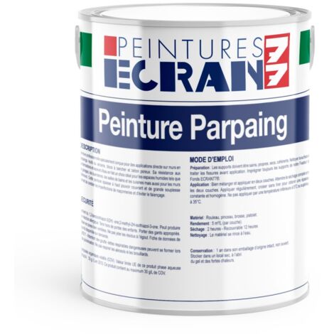 Peinture parpaing, bloc béton, agglo béton, peinture professionnelle opacifiante, sans odeur, mur intérieur, extérieur ECRAN77 ffffff 5 litres