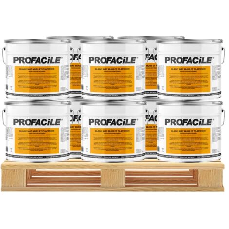 Peinture blanc mat intérieur murs et plafonds, sans odeur, 2 en 1, sous-couche intégrée PROFACILE ffffff 10 x 10L
