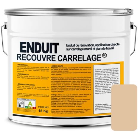 Enduit carrelage effet béton, salle de bain, cuisine, recouvre les joints, lisse et décore, sans sous-couche, prêt à l'emploi E0C3A2 15 Kg