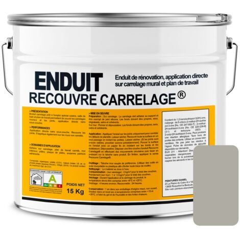 Enduit carrelage effet béton, salle de bain, cuisine, recouvre les joints, lisse et décore, sans sous-couche, prêt à l'emploi AEADA3 15 Kg (1/2)