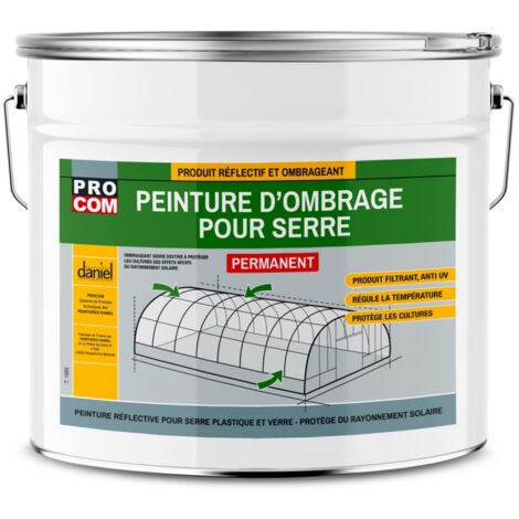 Peinture d'ombrage pour serre permanente, durée d'ombrage 24 mois, produit filtrant pour serre verre et plastique PROCOM ffffff 20 Kg