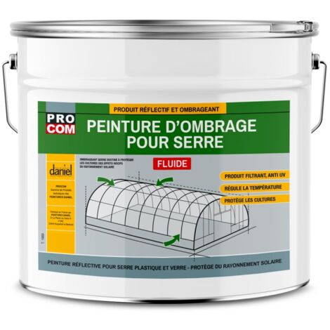 Peinture d'ombrage fluide pour serre verre, plastique, durée d'ombrage 8 mois, spécial drone et hélicoptère PROCOM ffffff 20 Kg