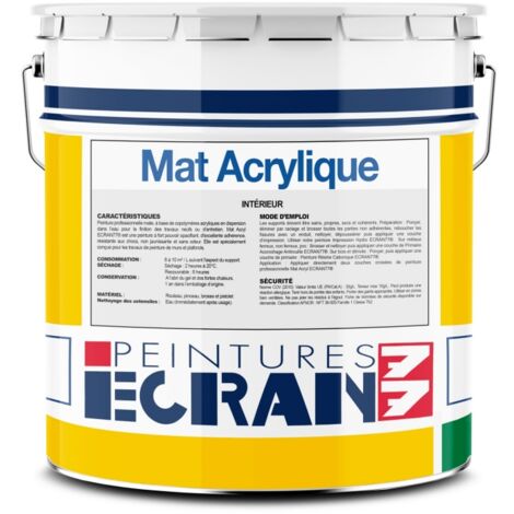 Peinture acrylique mate 4L – Opacifiante sans odeur – Temps de séchage 2h – Adhère sur tous supports intérieurs