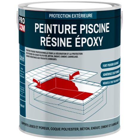 Peinture piscine époxy pour béton, coque polyester, carrelage, grande dureté, haute adhérence et résistance chimique PROCOM  5 Kg
