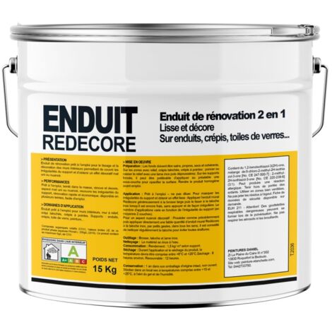 Enduit décoratif, rénovation rapide, 2 en 1, lisse et décore sur plâtre, peintures, crépis, fibres, toile de verre ffffff 15 Kg (1/3)