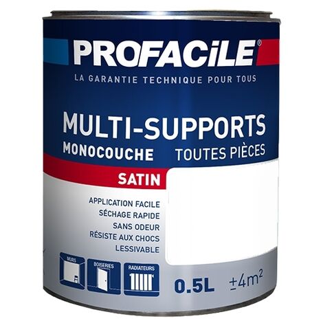 Peinture intérieure multi-supports, satin, murs, plafonds, boiseries, radiateurs, sans odeur, plusieurs teintes PROFACILE ffffff 0.5 litre