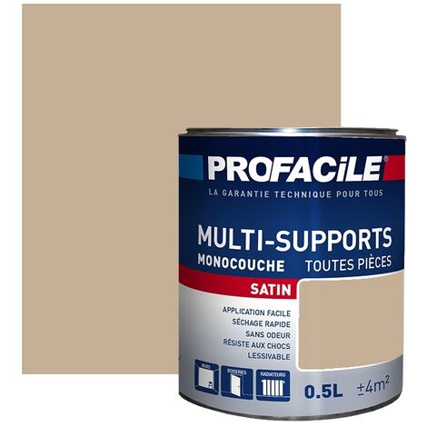 Peinture intérieure multi-supports, satin, murs, plafonds, boiseries, radiateurs, sans odeur, plusieurs teintes PROFACILE Taupe 0.5 litre