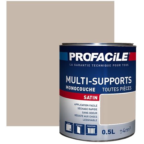 Peinture intérieure multi-supports, satin, murs, plafonds, boiseries, radiateurs, sans odeur, plusieurs teintes PROFACILE C6B8AB 0.5 litre