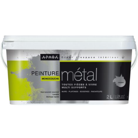 Peinture murale à effets métallisé argent 2L – Haut pouvoir couvrant – Pour murs et boiseries – Séchage rapide en 1 heure