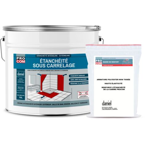 Procom – Imperméabilisant sous carrelage 10 litres – Résine d'étanchéité pour douches et pièces humides – Application facile avec pinceau ou rouleau - 0097df