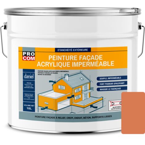 Procom – Peinture façade acrylique étanche 10L – Protection durable jusqu'à 10 ans – Convient pour façades crépies et à relief – Résistante aux intempéries - cc7e5b