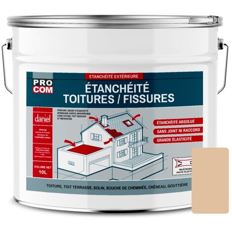 Peinture, résine d'étanchéité toiture, réparation tuiles, fissures, anti-fuites, décore, protège, plusieurs coloris PROCOM E0C09F 10 litres