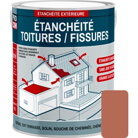 Procom – Peinture résine d'étanchéité toiture 0.75L – Protection anti-fuites – Réparation fissures et tuiles – Application facile sur béton et bois - B46A55