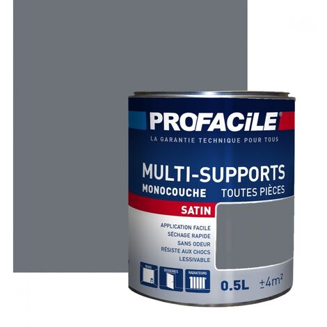 Peinture murale satinée 0.5L – Sans odeur – Séchage rapide 30min – Pour murs, plafonds, boiseries, radiateurs – Plusieurs teintes - 6E7379