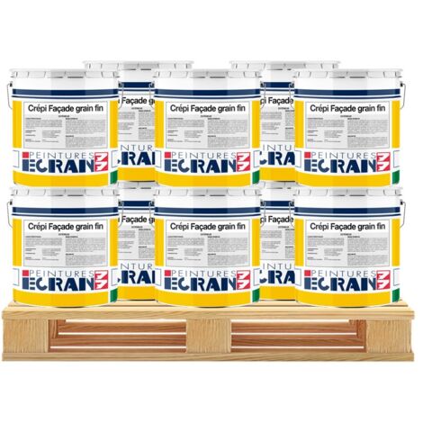 Enduit façade, crepi grains fins extérieur, renforce les murs, masque les défauts, application rouleau, prêt à l'emploi ECRAN 77 ffffff 10 x 25 Kg