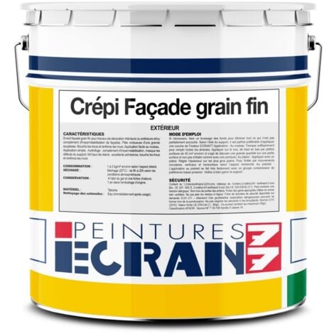 Enduit façade, crepi grains fins extérieur, renforce les murs, masque les défauts, application rouleau, prêt à l'emploi ECRAN 77 f1e5d1 25 Kg